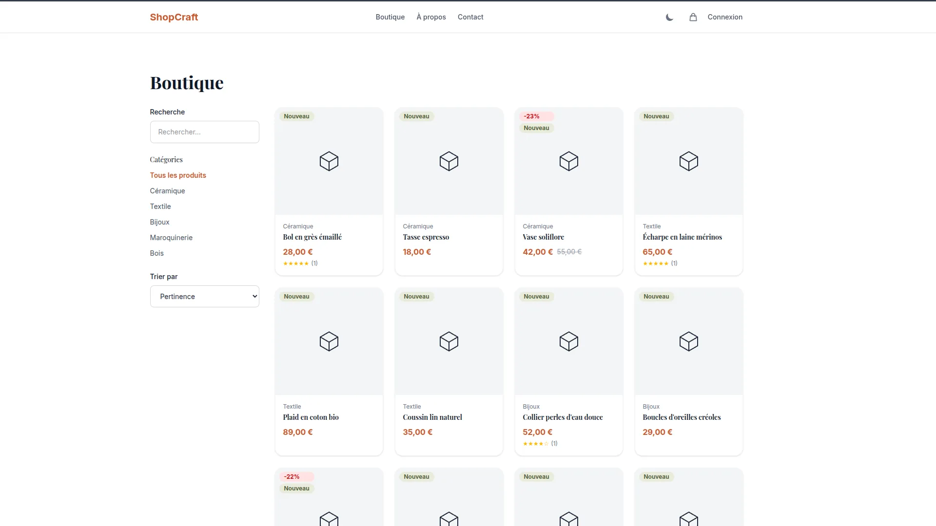 ShopCraft — Catalogue boutique